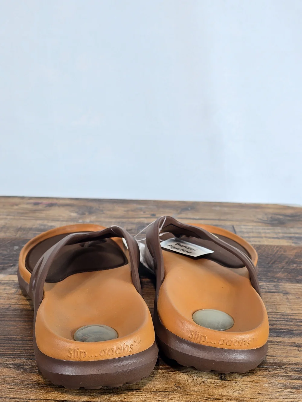 Men's Brown and Tan Comfort Flip Flops Size 9